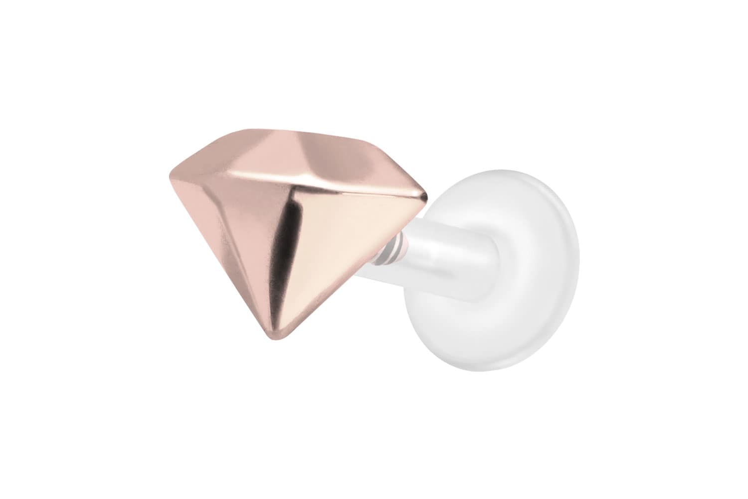 PTFE Labret Piercing mit Innengewinde + Titan-Aufsatz DIAMANT